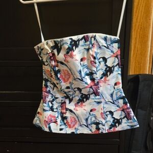 White House Black Market Floral Bustier Top Size 00